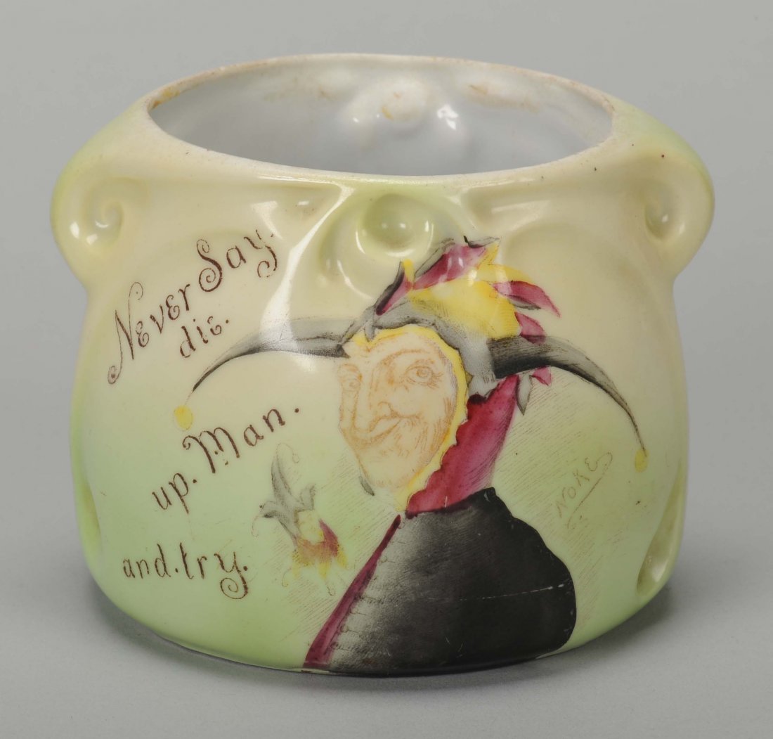 Jester Sugar, Royal Bayreuth. Bayreuth, Bavaria, ca.: Jester Sugar, Royal Bayreuth. Bayreuth, Bavaria, ca. 1910. Blue mark. 3 ¼ x 3 ¼”, Exc.