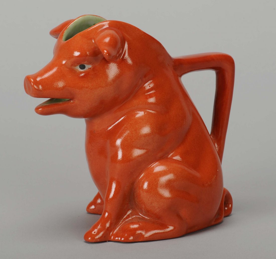 Pig Creamer, Royal Bayreuth. Bayreuth, Bavaria, ca.: Pig Creamer, Royal Bayreuth. Bayreuth, Bavaria, ca. 1930. Unmarked. 4 ¼”, Exc.