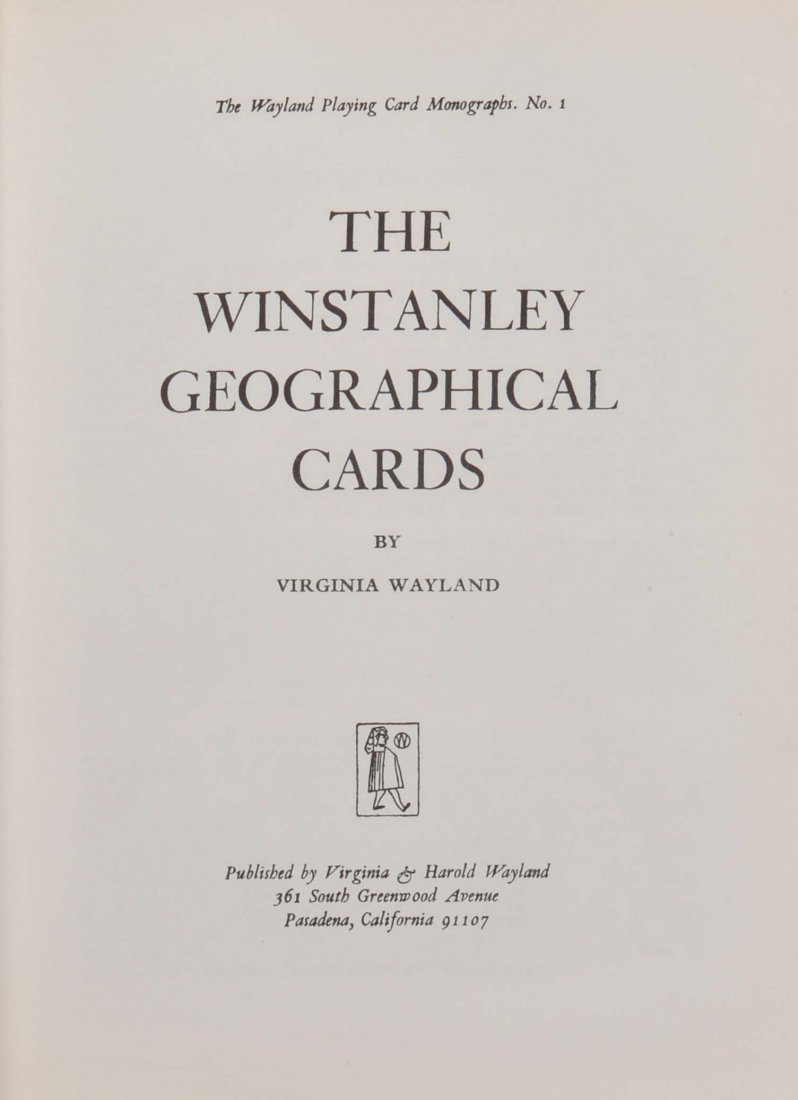 [Playing Cards] Two Books on Playing Cards. Including: [Playing Cards] Two Books on Playing Cards. Including Old and Curious Playing Cards (1931), quarter cream-color cloth over grey cloth with jacket, frontispiece, illustrations, 4to; and The Winstanley 