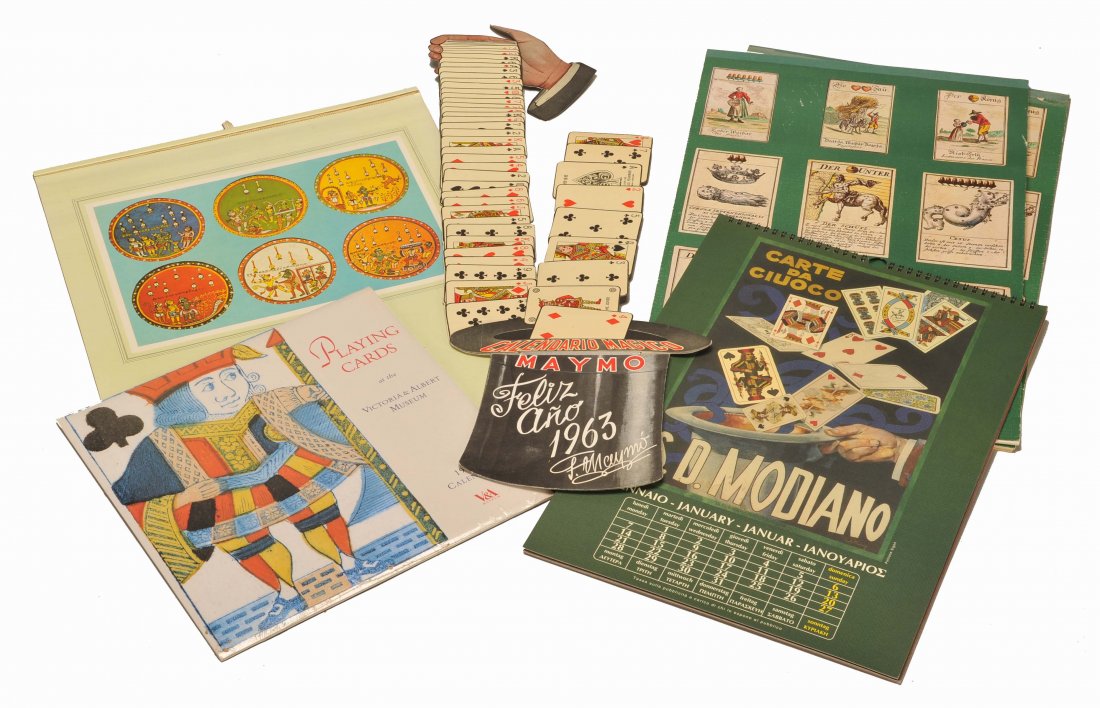Six card-themed calendars. Including Playing Cards of: Six card-themed calendars. Including Playing Cards of the Victorian Albert Museum, 1998; Air India, 1979, VG; Spielkarten Aus Alter Zeit, 1975, Exc.; Spielkarten Aus Alter Zeit, 1976, VG; Calendar Mag