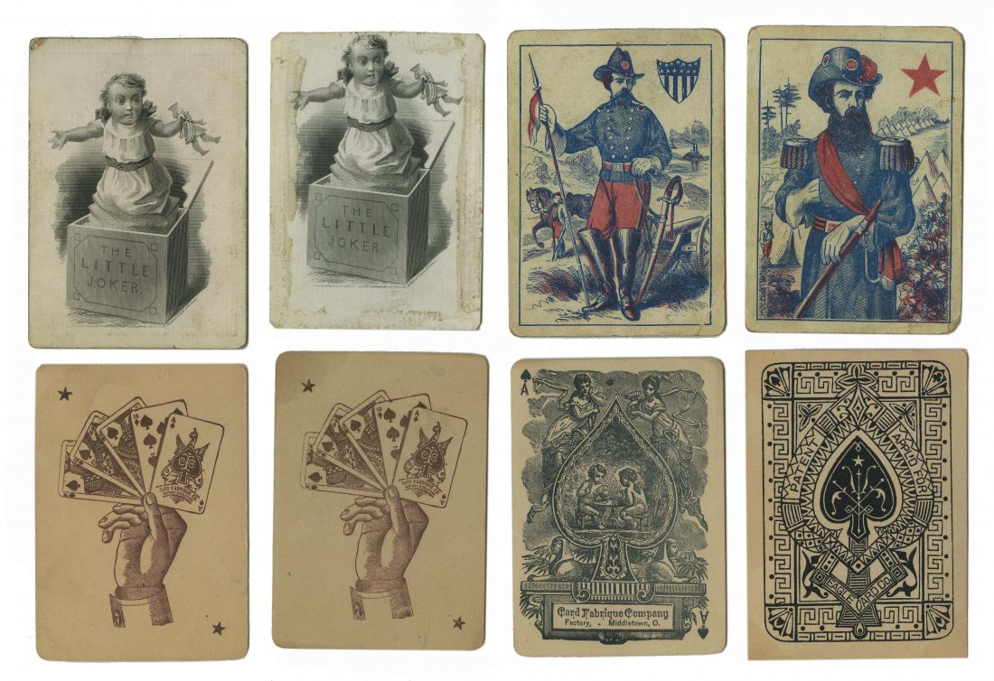 20 Misc. Single Cards. Including: Card Fabrique Joker &: 20 Misc. Single Cards. Including: Card Fabrique Joker & AS; Eagle Card Co. AS, Steamboat Joker; Dougherty “The Little Joker”; Union Playing Cards; Sancho Sancho; and trick playing cards. VG or bet