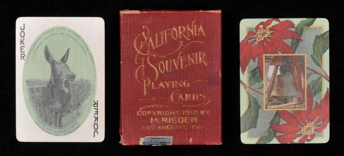 California Souvenir Playing Cards. M. Reider, Los: California Souvenir Playing Cards. M. Reider, Los Angeles, ca. 1912. 52 + J + EC + OB, NM. Hoch. S18.