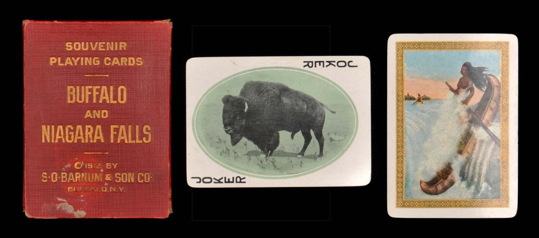 Buffalo and Niagara Falls “Maid of the Mist” Souvenir: Buffalo and Niagara Falls “Maid of the Mist” Souvenir Playing Cards. 1912. 52 + J + OB, Exc. Gold edges. Hoch. S9.