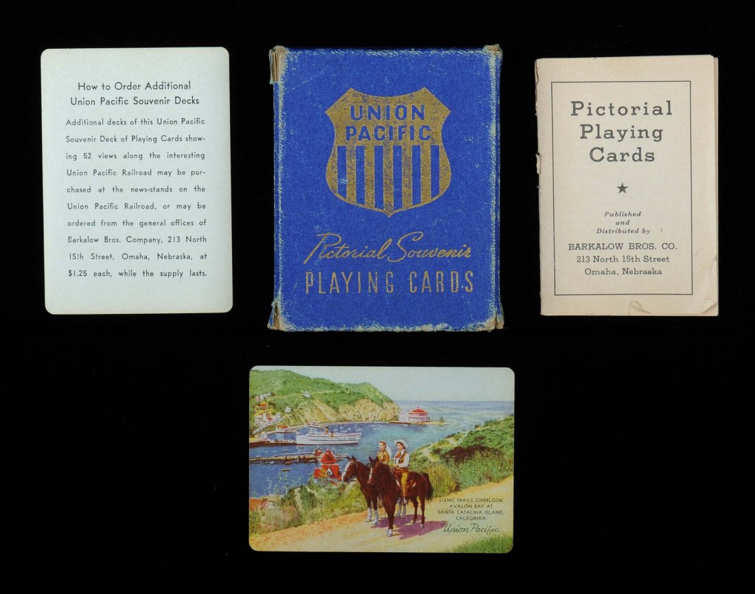 Union Pacific Souvenir Playing Cards. Barkalow Bros.: Union Pacific Souvenir Playing Cards. Barkalow Bros. Co., 1943. 52 + 2EC + OB, NM. Hoch. SR23.