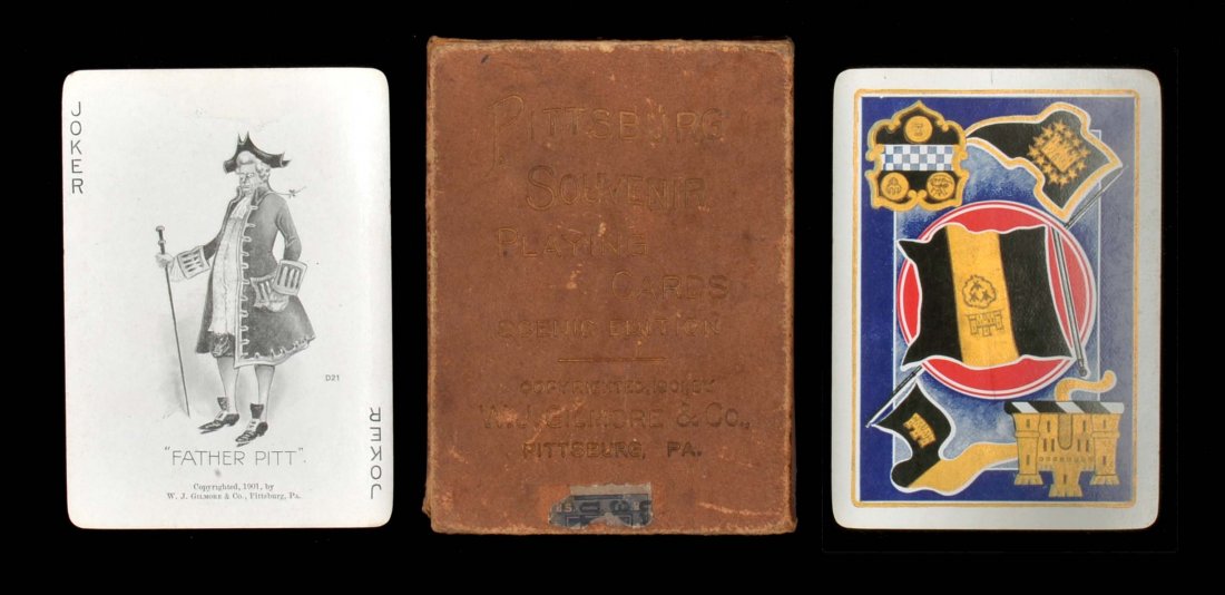 Pittsburg Souvenir Playing Cards. W.J. Gilmore & Co.,: Pittsburg Souvenir Playing Cards. W.J. Gilmore & Co., Pittsburg, PA., ca. 1901. 52 + J + OB, NM. Hoch. S51.