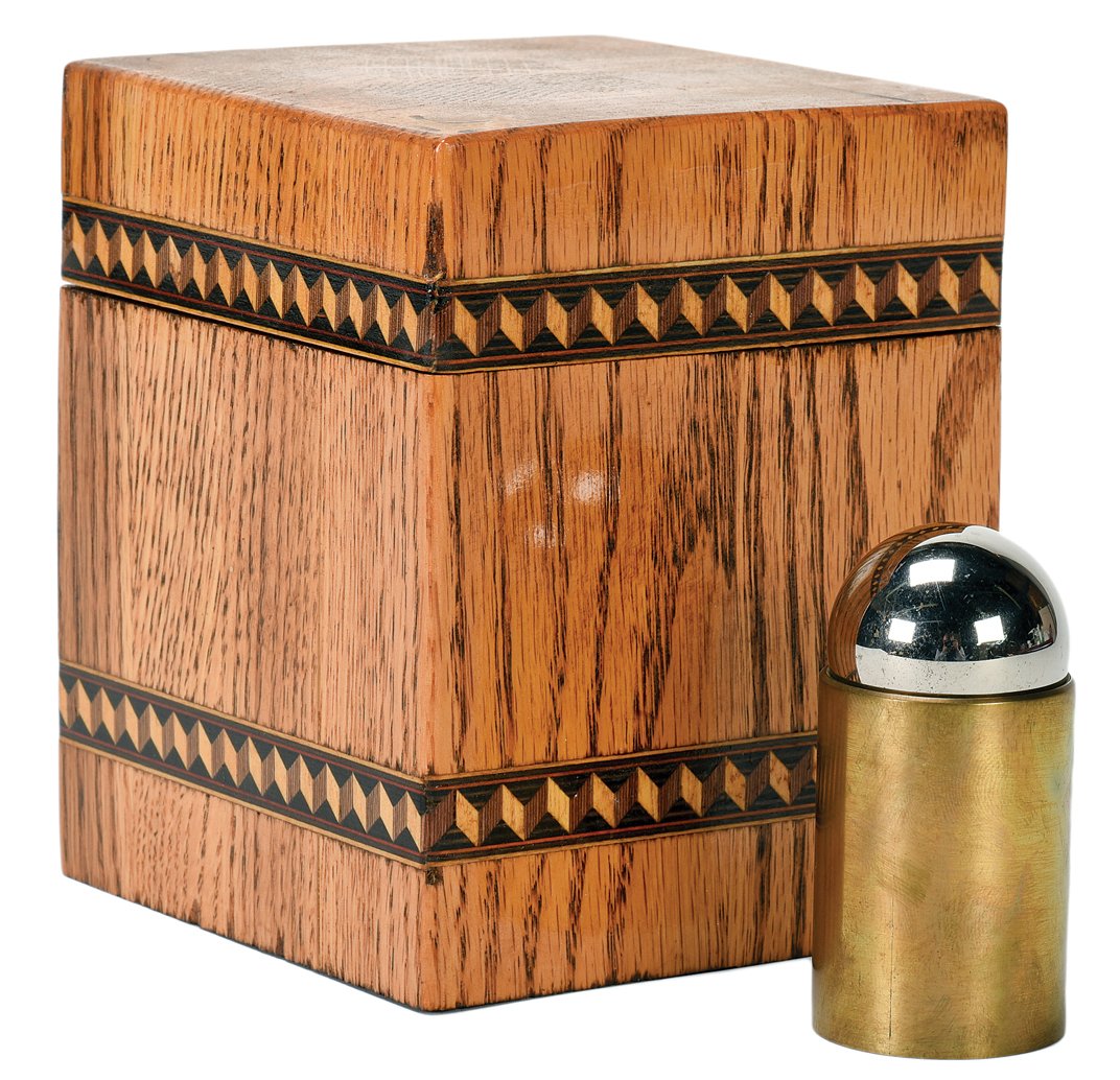 The Melting Bullet (Giant Ball and Tube). Terry Roses.: The Melting Bullet (Giant Ball and Tube). Duluth, Terry Roses, ca. 1980. A steel ball sinks into a brass tube in the hands of the performer, but does not do so when handled by an uninitiated spectator