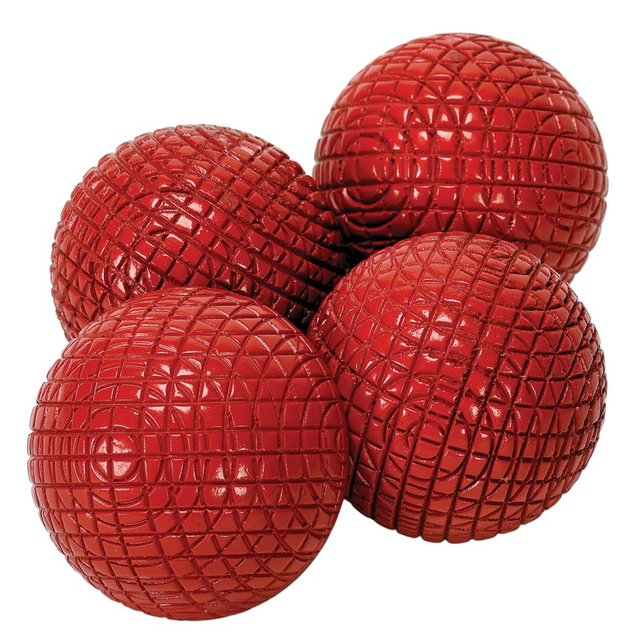 Clingo Billiard Balls. Los Angeles, F.G. Thayer.: Clingo Billiard Balls. Los Angeles, F.G. Thayer, Ca. 1925. Set of three 1 ?” red balls and matching shell for the classic multiplying ball trick. Hand crafted by Floyd Thayer, who was best known for