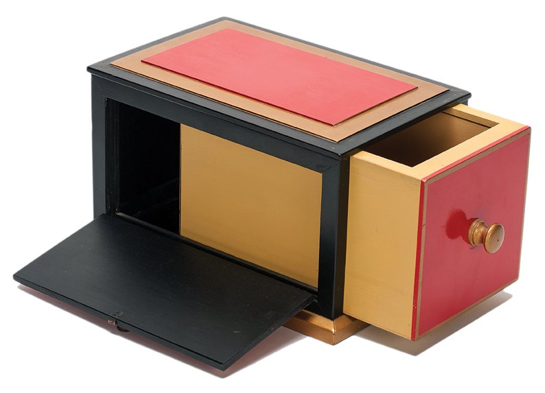 Sesame Drawer Box. Asuza, Owen Magic Supreme, ca. 1975.: Sesame Drawer Box. Asuza, Owen Magic Supreme, ca. 1975. Large drawer is shown empty, closed, and when re-opened, is filled to the brim. Sides and rear of box that hold the drawer can be opened to allo