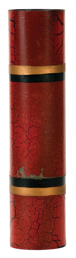 Enchanted Tube. Los Angeles, F.G. Thayer, ca. 1936.: Enchanted Tube. Los Angeles, F.G. Thayer, ca. 1936. A small tube is shown unmistakably empty, yet a moment later, silk handkerchiefs are produced from inside. Red crackle finish with gold and black tr