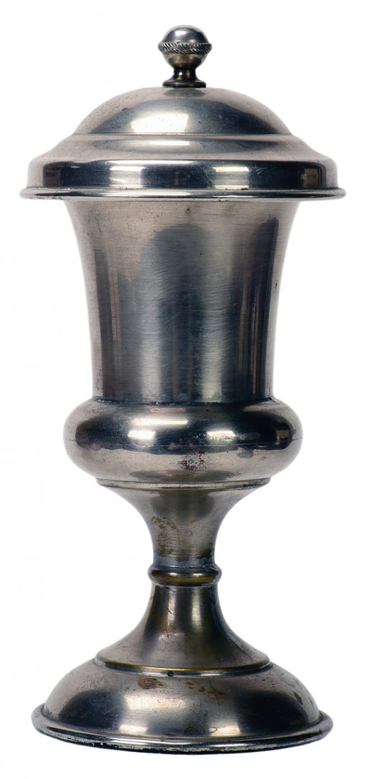 Rice Vase. European, ca. 1900. Nckel-plated vase.: Rice Vase. European, ca. 1900. Handsome nickel-plated vase. A quantity of rice, placed in the nickel-plated vase’s interior, vanishes or transforms into another object. 6” high. Light wear to fini