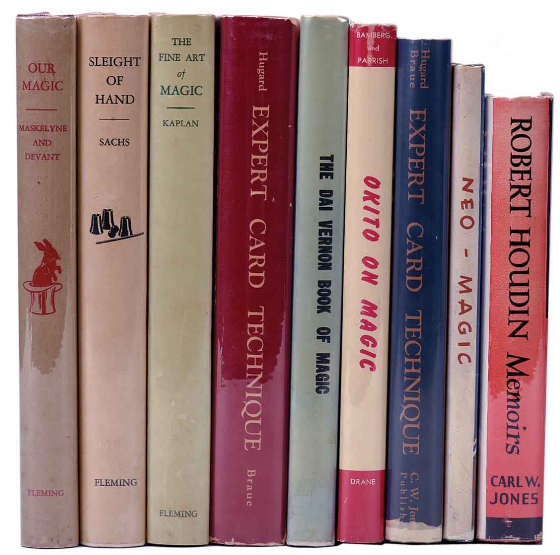 Nine handsome volumes of classic works on conjuring: [Classics] Nine handsome volumes of classic works on conjuring. Three volumes from the Fleming Classics series including Sleight of Hand (1946) by Edwin Sachs; Our Magic (1946) by Maskelyne and Devant
