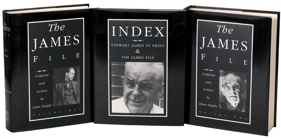 [James, Stewart] Slaight, Allan (ed.). The James File.: [James, Stewart] Slaight, Allan (ed.). The James File. Toronto: Hermetic Press, 2000. Two volumes and separately bound index, in publisher’s cloth, with jackets, illustrated. 4to. Very good.