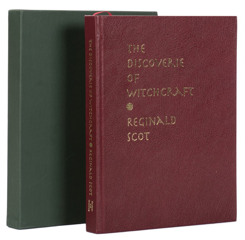 Scot, Reginald. The Discoverie of Witchcraft. 1995.: Scot, Reginald. The Discoverie of Witchcraft. [Washington, D.C.]: Kaufman and Greenberg, 1995. Number 1 of 50 deluxe first edition copies Signed by the publisher. Maroon leather stamped in gold, in a 