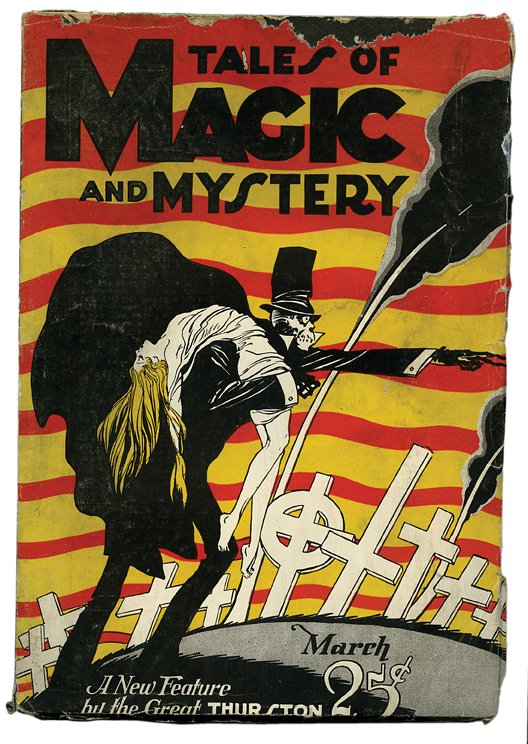 Thurston, Howard. Tales of Magic and Mystery. V1 N4: Thurston, Howard. Tales of Magic and Mystery. V1 N4 (March 1928). Colored pictorial wrappers. 72 pages. Mild wear to wrappers including chipped top edge, creases and short tears; overall good conditio