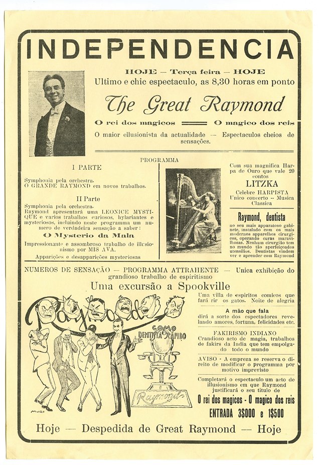 Archive of The Great Raymond ephemera. 1920s-40s.: Raymond (Raymond Morris Saunders). Archive of The Great Raymond ephemera. Including programs and playbills, letters of endorsement, Masonic documents, complimentary passes to Raymond’s show, a contr