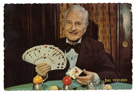 Vernon, Dai. Group of Dai Vernon ephemera, some signed.: Vernon, Dai. Group of Dai Vernon ephemera, some signed. Including an 8 x 10” photograph Inscribed and Signed by Vernon, pictorial postcard of Vernon ca. 1970, an announcement for Vernon’s 88th bir