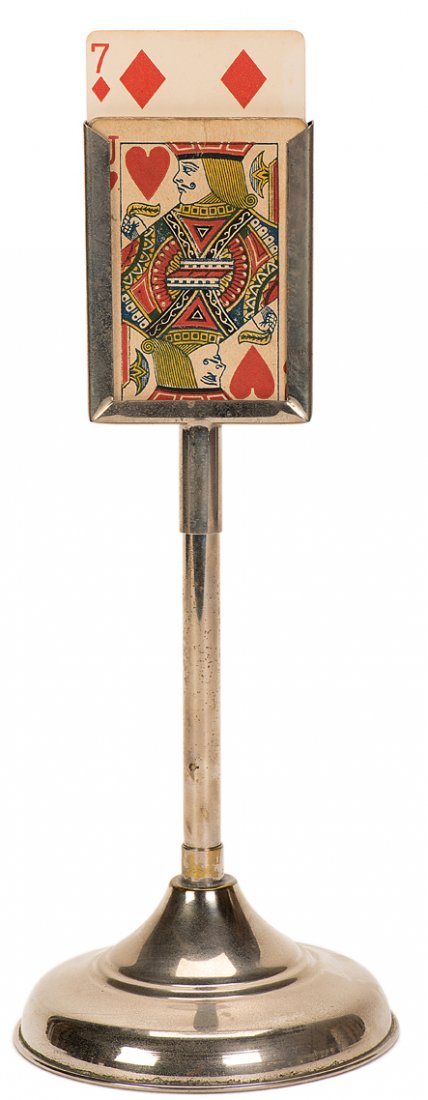 Ultra Card Rise. New Haven, Petrie & Lewis (P&L), ca.: Ultra Card Rise. New Haven, Petrie & Lewis (P&L), ca. 1935. A selected card rises from the pack while the deck is isolated in a nickeled metal houlette. 10 ¾” high. Hallmarked. Very good.