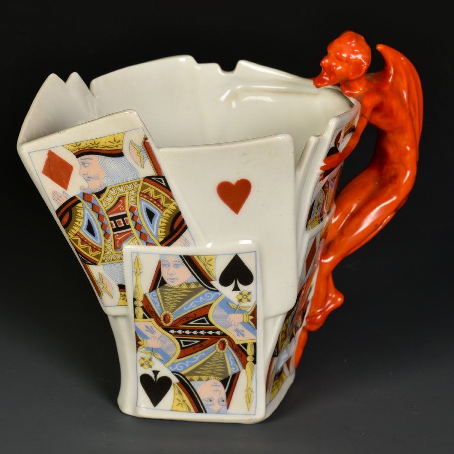 Devil & Card Milk Pitcher. Bayreuth, Bavaria: Royal (1 of 1)