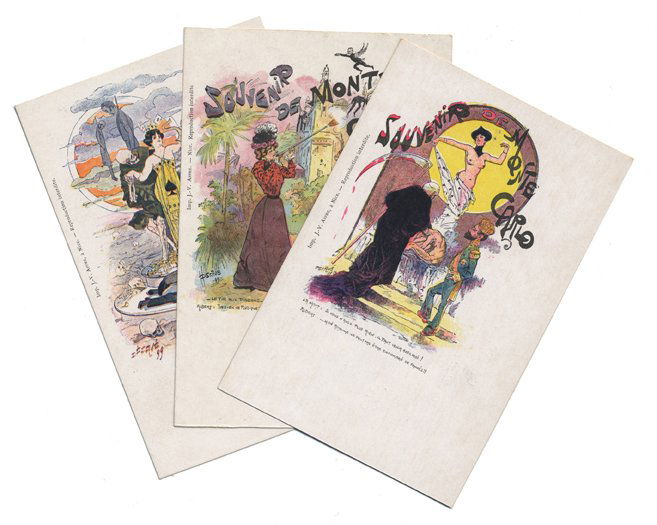 Six Souvenir de Monte Carlo Art Nouveau postcards. (1 of 2)
