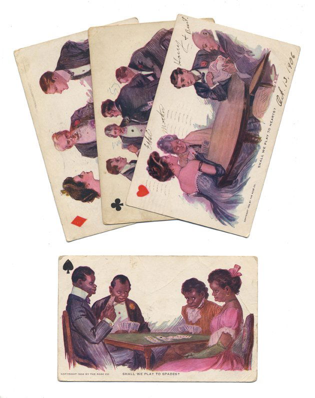 Set of Four George R. Brill card game postcards. (1 of 1)