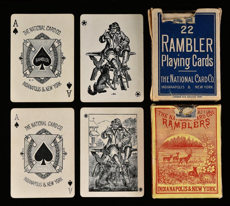 Two National Card Co. “Rambler No. 22” Decks of Playing: Two National Card Co. “Rambler No. 22” Decks of Playing Cards. Indianapolis & New York, ca. 1890/95. 1) 52 + J + OB. Exc. Hoch. NU7a. 2) 52 + J + OB. Exc. Hoch. NU7b.