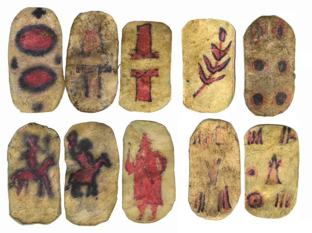 Ten Apache Indian Playing Cards. Circa 1885. The cards (1 of 2)
