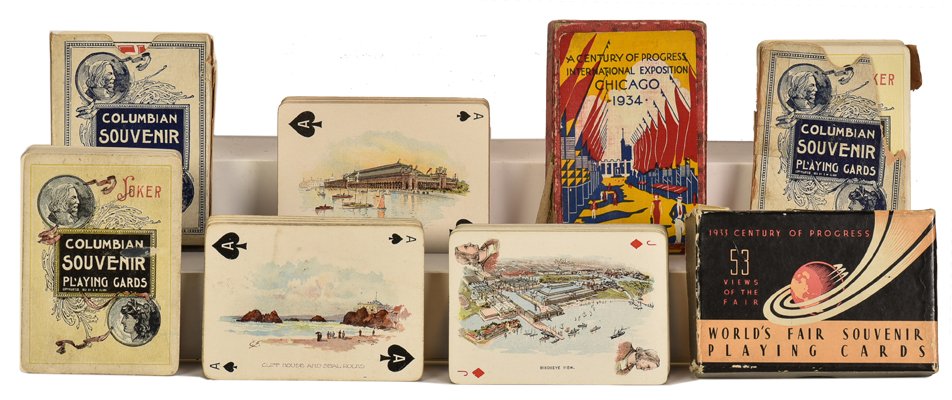 Eight World’s Fair Decks. Six decks from 1893 (Chicago);: Eight World’s Fair Decks. Six decks from 1893 (Chicago); two decks from 1933 (Chicago). Condition and completeness varies.