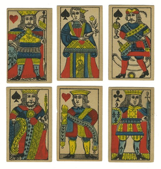Léonard Biermans “Léige Mineworkers” Playing Cards.: Léonard Biermans “Léige Mineworkers” Playing Cards. Turnhout, Belgium, ca. 1895. 36/36. Rouen I pattern. 10H and JH are of the same pattern but with different backs. Exc.