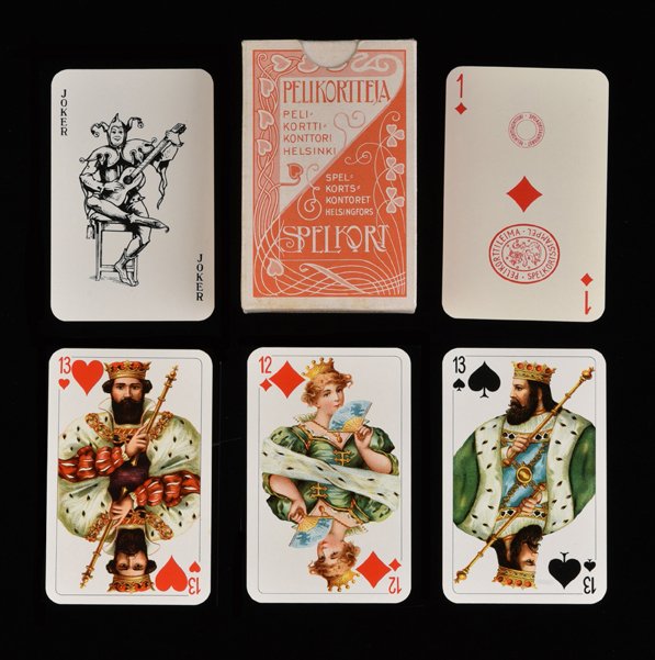 J.O. Oberg & Son “Fantasy” Playing Cards. Eskiltuna,: J.O. Oberg & Son “Fantasy” Playing Cards. Eskiltuna, Sweden, ca. 1967. 52 + 2J + OB. Fantasy designs by Eric Palquist. Printed by Oberg for the Finnish market. NM. Fournier (275) #36.