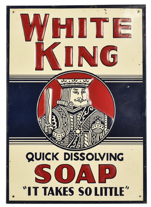 White King Soap Embossed Tin Sign. American, ca. 1940. (1 of 1)