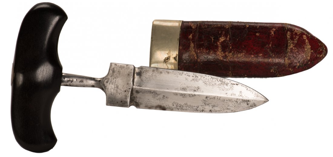 Push Dagger with Ebony Wood Handle and Leather (1 of 2)