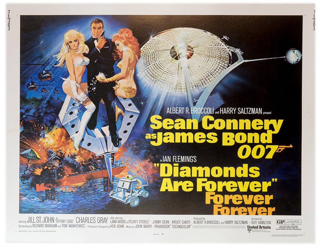 Diamonds Are Forever. United Artists, 1971. Half-sheet (1 of 1)