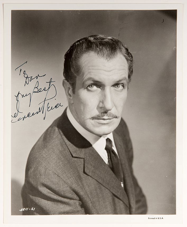 Signed Portrait of Vincent Price. Circa 1961. Studio (1 of 1)