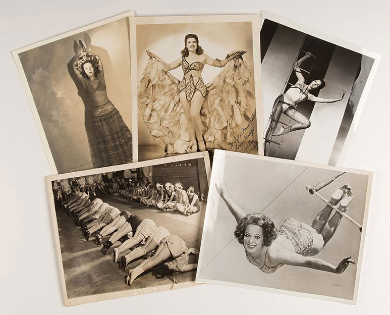 Women of the Circus Photo Archive. 1920s – 1940s.: Women of the Circus Photo Archive. 1920s – 1940s. Thirty-seven different original 8 x 10” photographs depicting female performers in the American circus, including an inscribed and signed Mabel St