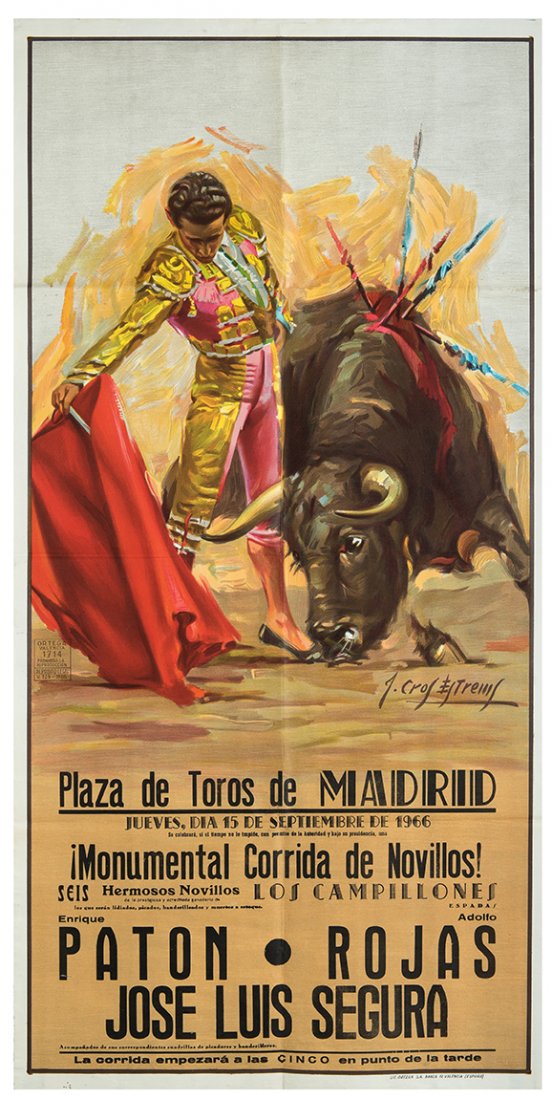 Bullfight Poster. Madrid, Spain, 1966. Large panel (42 (1 of 1)