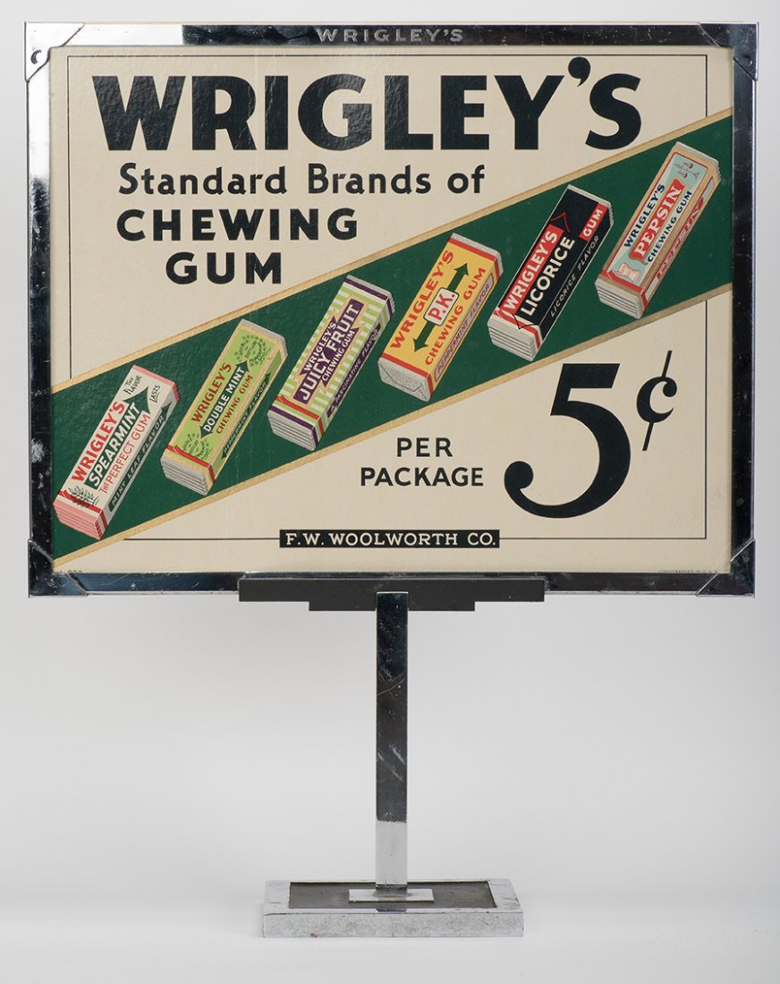 540. Wrigley Lithographed Cardboard Display Sign On (1 of 1)