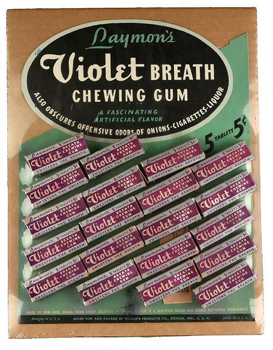 575. Laymon’s Violet Breath Chewing Gum Cardboard Store (1 of 1)