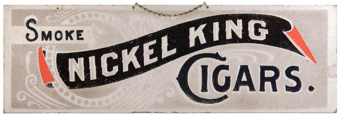 594. Smoke Nickel King Cigars Advertising Sign. Circa (1 of 1)