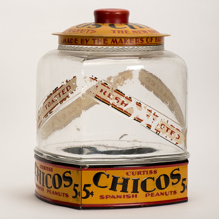 599. Chico’s Spanish Peanuts Glass Jar With Embossed (1 of 1)