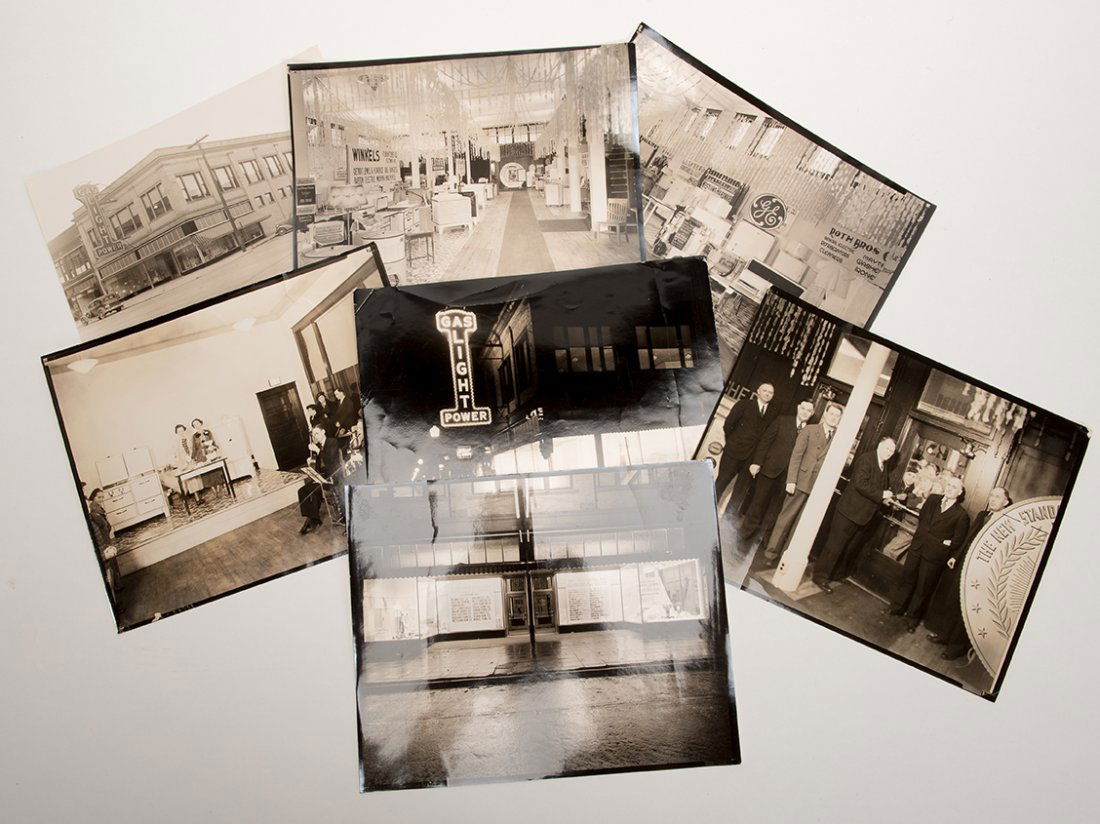 609. Seven Vintage Advertising Photographs. Including: 609. Seven Vintage Advertising Photographs. Including Edison Mazda, General Electric, and Winkel’s Furniture. All 8 ½ x 10”. Excellent.