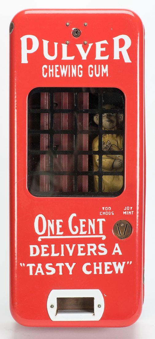 630. One Cent Pulver Yellow Kid Gum Machine. Rochester, (1 of 1)
