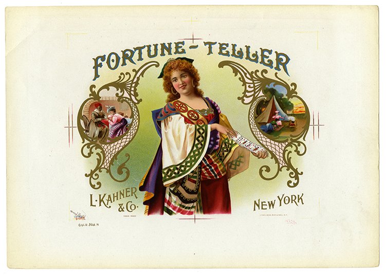 739. Fortune Teller Cigar Box Label Proof. Geo. (1 of 1)