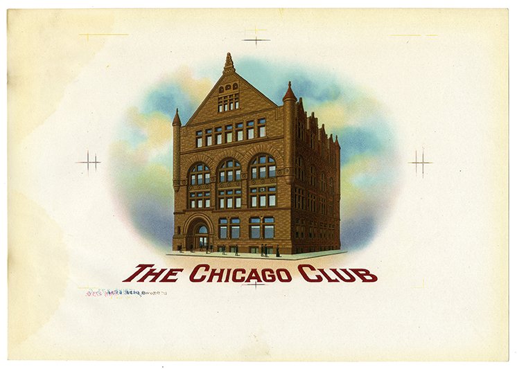 754A. The Chicago Club Cigar Box Label Proof. Circa (1 of 1)