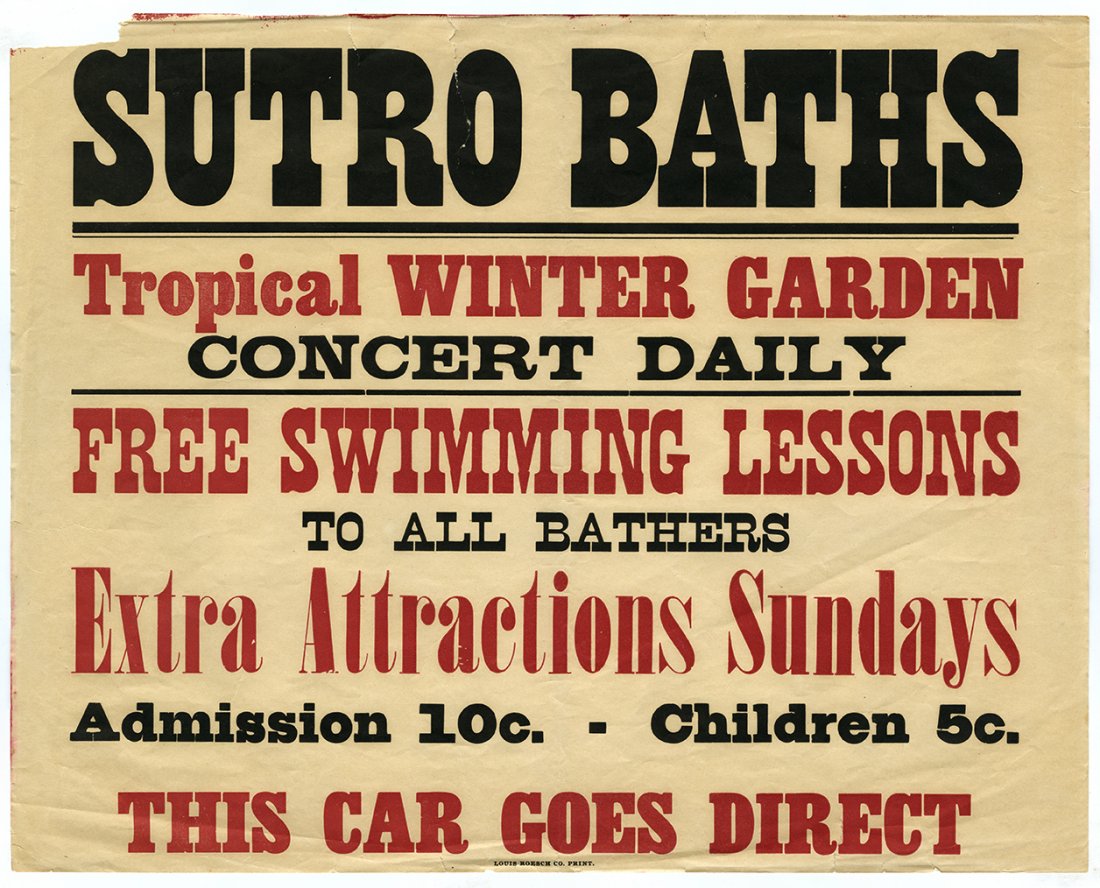 761. Sutro Baths San Francisco Streetcar Poster. Circa (1 of 1)