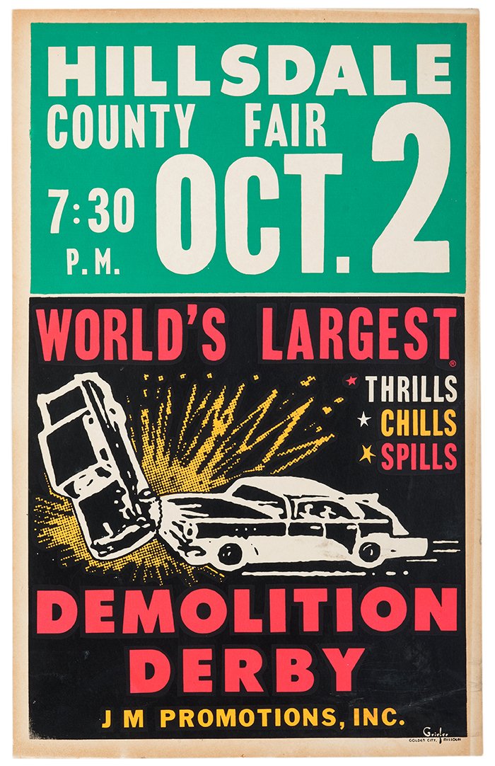 799. Demolition Derby! 1960s. Window card (14 x 22”) (1 of 1)