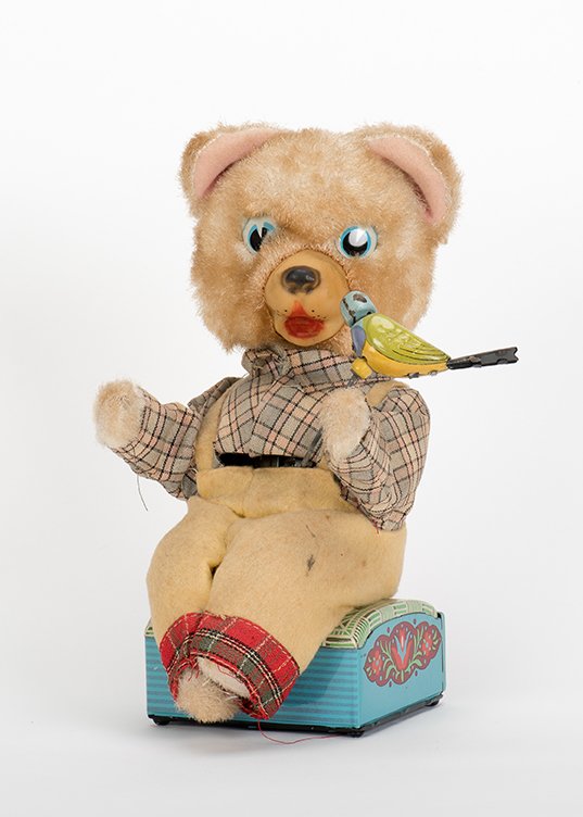 817. Bird Watcher Bear Toy. Japan, Modern Toys, 1950s. (1 of 1)