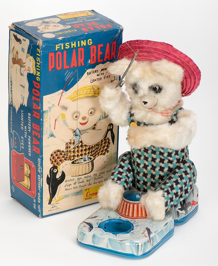831. Fishing Polar Bear Toy. Japan, Cragstan, 1950s. (1 of 1)