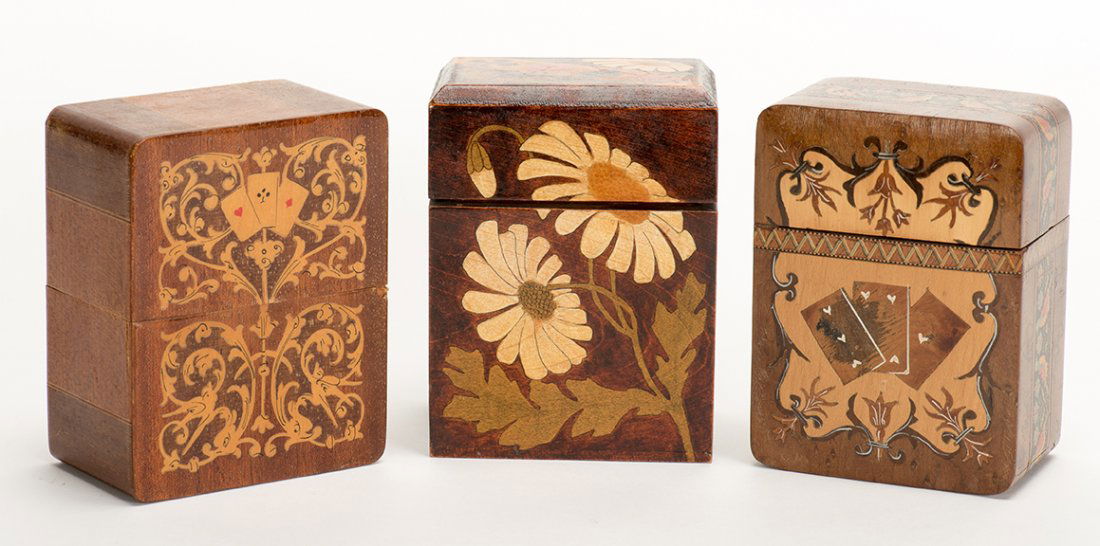 979. Three Hand-Painted Playing Card Cases. Circa early (1 of 1)