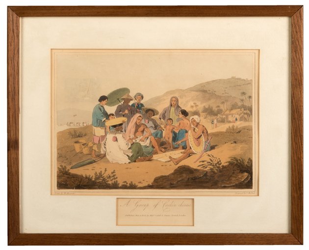 [Cups and Balls] A Group of Cochin Chinese. London:: [Cups and Balls] A Group of Cochin Chinese. London: Cadell & Davies, 1806. Hand-colored engraving by T. Medland from a drawing by W. Alexander. Showing a group of Chinese gathered about an itinerant c
