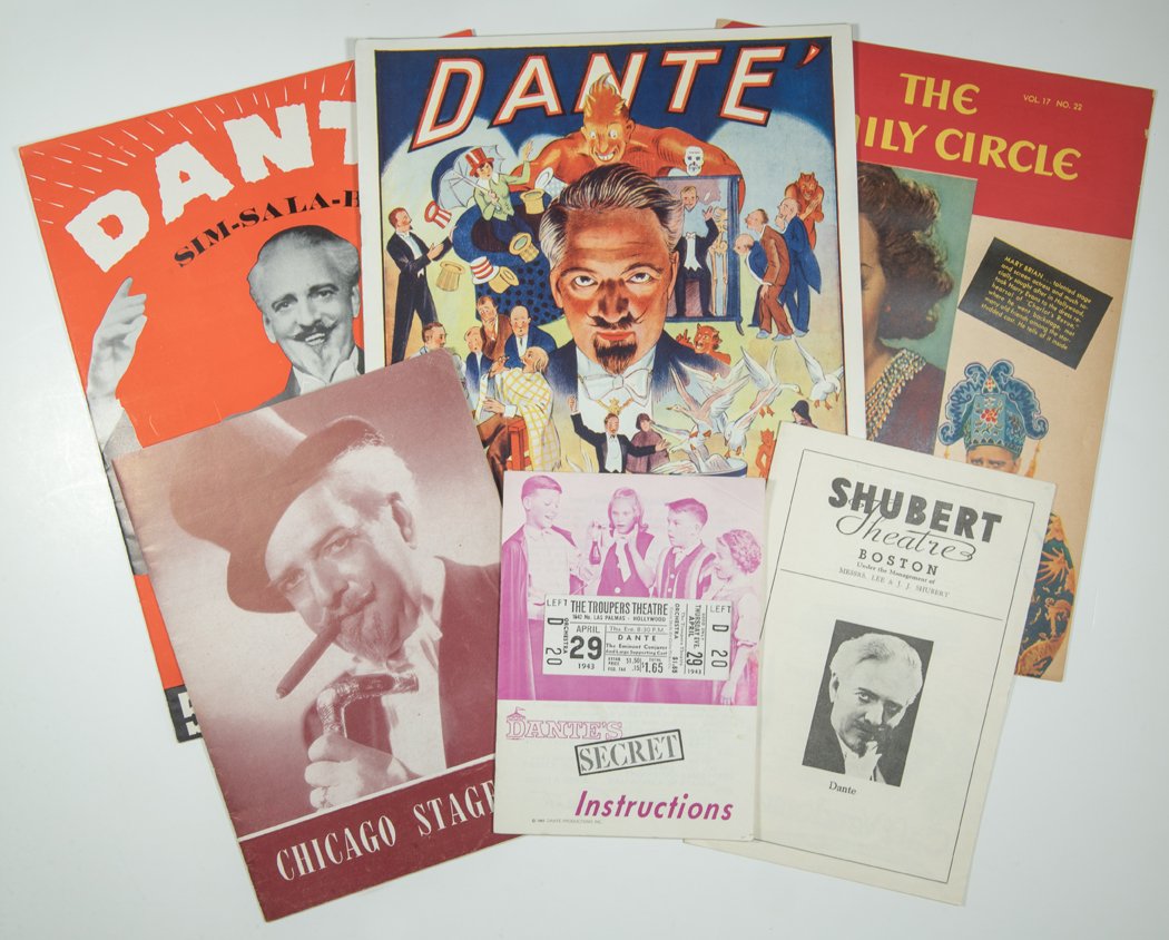 Dante. A Group of Dante the Magician Ephemera. 1940s.: Dante. A Group of Dante the Magician Ephemera. 1940s. Including a ticket stub for The Troupers Theatre (Hollywood, Calif.) on Apr. 29, 1943; two stagebills, for performances at Shubert Theatre (Boston